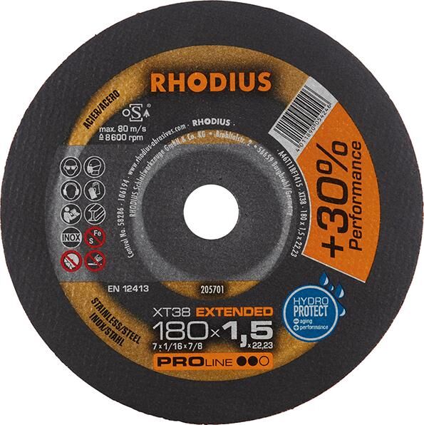 RHODIUS Trennscheibe Edelstahl XT38 180 x 1,5 mm gerade Produktbild RHODIUS Trennscheibe Edelstahl XT38 180 x 1,5 mm gerade
