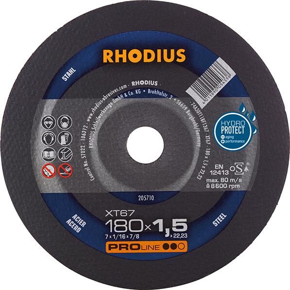 RHODIUS Trennscheibe Stahl XT67 180 x 1,5 mm gerade Produktbild RHODIUS Trennscheibe Stahl XT67 180 x 1,5 mm gerade