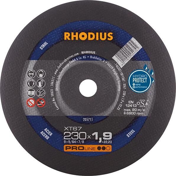 RHODIUS Trennscheibe Stahl XT67 230 x 1,9 mm gerade Produktbild RHODIUS Trennscheibe Stahl XT67 230 x 1,9 mm gerade