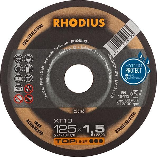 RHODIUS Trennscheibe Edelstahl XT10 125 x 1,5 mm gerade Produktbild RHODIUS Trennscheibe Edelstahl XT10 125 x 1,5 mm gerade
