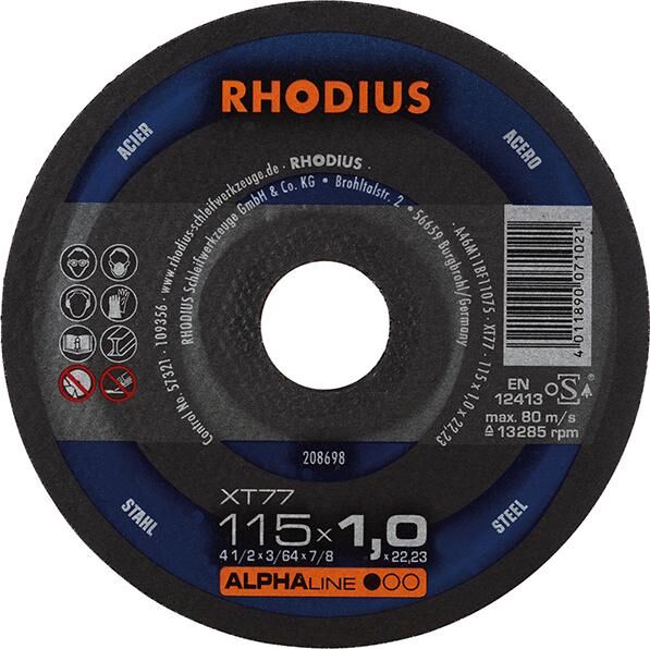 RHODIUS Trennscheibe Stahl XT77 115 x 1,0 mm gerade Produktbild RHODIUS Trennscheibe Stahl XT77 115 x 1,0 mm gerade