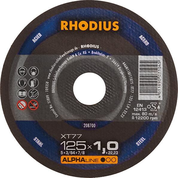RHODIUS Trennscheibe Stahl XT77 125 x 1,0 mm gerade Produktbild RHODIUS Trennscheibe Stahl XT77 125 x 1,0 mm gerade