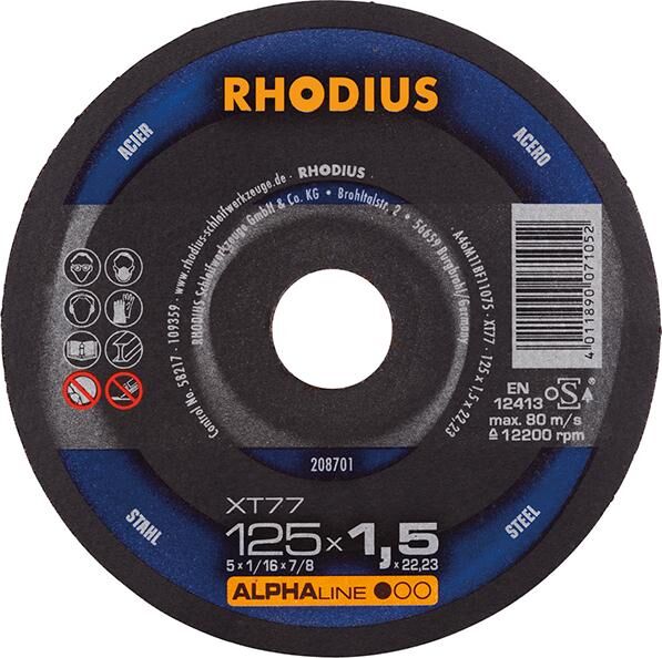 RHODIUS Trennscheibe Stahl XT77 125 x 1,5 mm gerade Produktbild RHODIUS Trennscheibe Stahl XT77 125 x 1,5 mm gerade