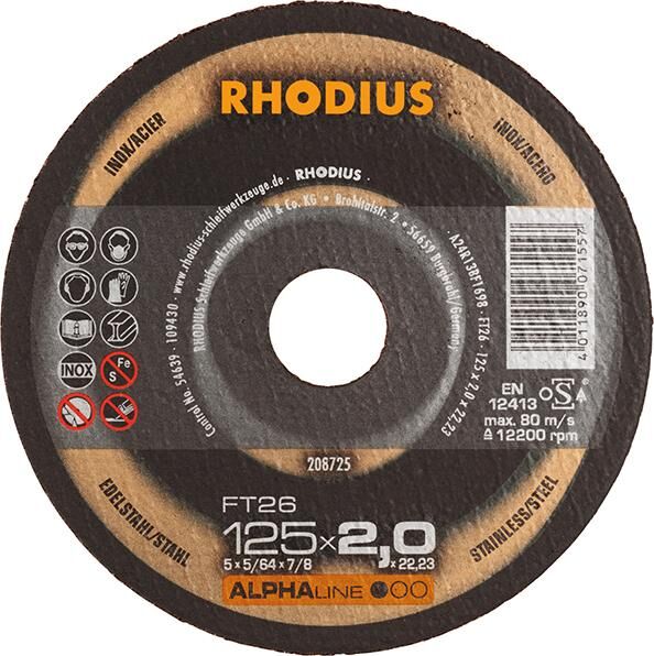 RHODIUS Trennscheibe Edelstahl FT26 125 x 2,0 mm gerade Produktbild RHODIUS Trennscheibe Edelstahl FT26 125 x 2,0 mm gerade