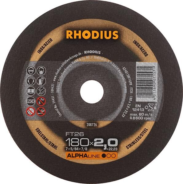 RHODIUS Trennscheibe Edelstahl FT26 180 x 2,0 mm gerade Produktbild RHODIUS Trennscheibe Edelstahl FT26 180 x 2,0 mm gerade