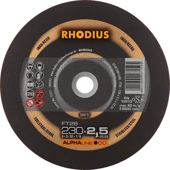 RHODIUS Trennscheibe Edelstahl FT26 230 x 2,5 mm gerade Produktbild RHODIUS Trennscheibe Edelstahl FT26 230 x 2,5 mm gerade