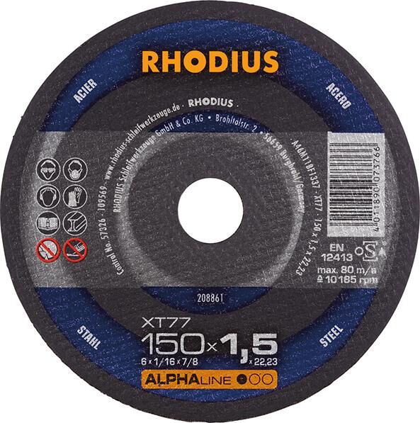 RHODIUS Trennscheibe Stahl XT77 150 x 1,5 mm gerade Produktbild RHODIUS Trennscheibe Stahl XT77 150 x 1,5 mm gerade