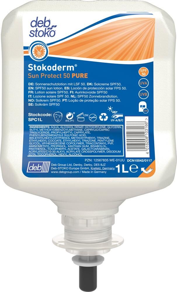 SC Johnson Hautschutzcreme UV Stokoderm Sun Protect 50 Pure Kartusche mit 1 Liter Produktbild SC Johnson Hautschutzcreme UV Stokoderm Sun Protect 50 Pure Kartusche mit 1 Liter