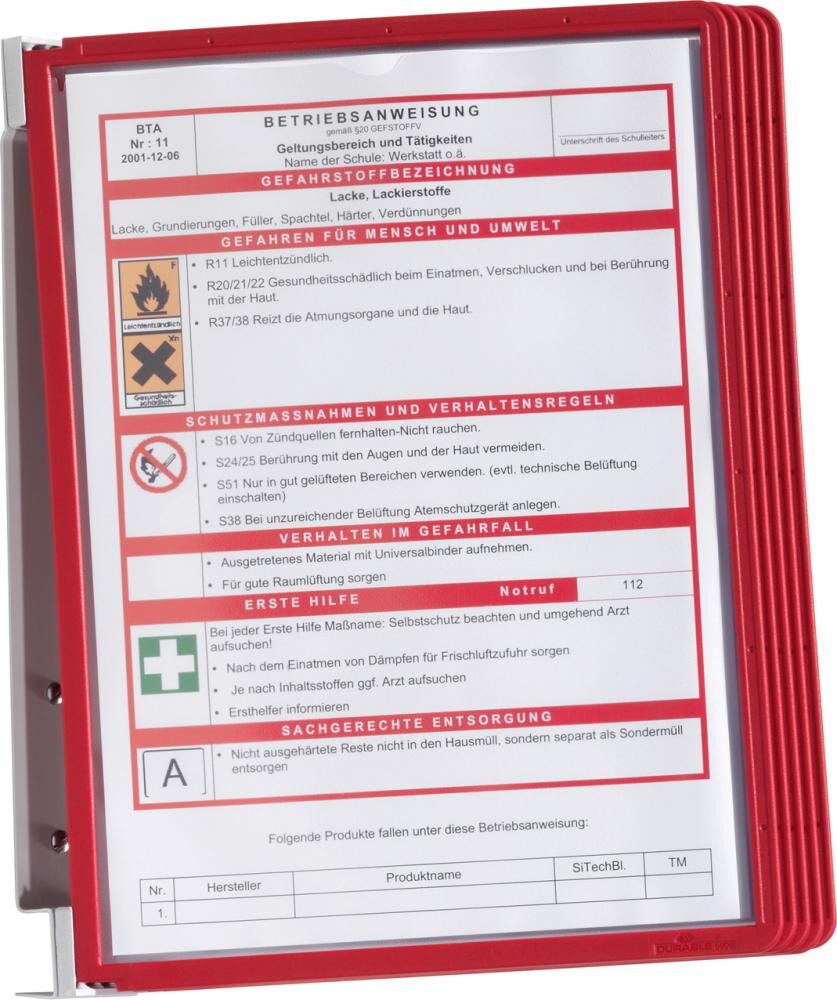 Durable Sichttafelsystem A4 rot