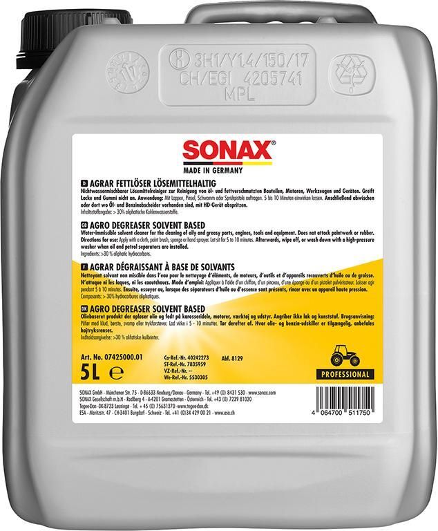 Sonax Fettlöser Agrar lösemittelhaltig Kanister mit 5 Liter Produktbild Sonax Fettlöser Agrar lösemittelhaltig Kanister mit 5 Liter