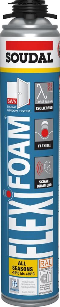 Soudal Montageschaum Flexifoam Pistole Dose mit 750 ml Produktbild Soudal Montageschaum Flexifoam Pistole Dose mit 750 ml