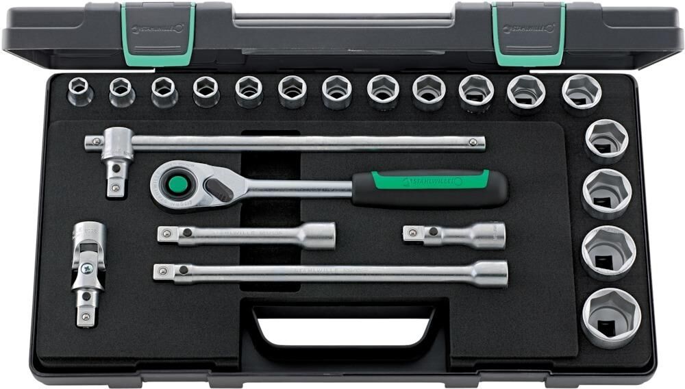 Stahlwille Steckschlüssel Quergriff mit Gleistück 1/2 Zoll 22 teilig Produktbild Stahlwille Steckschlüssel Quergriff mit Gleistück 1/2 Zoll 22 teilig