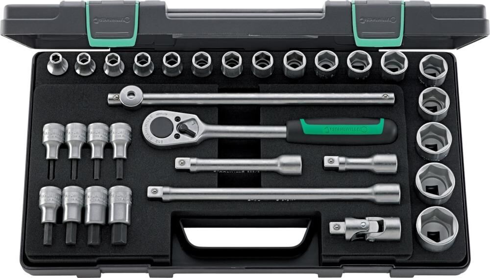 Stahlwille Steckschlüssel Garnitur 1/2 Zoll verchromt 31 teilig Produktbild Stahlwille Steckschlüssel Garnitur 1/2 Zoll verchromt 31 teilig