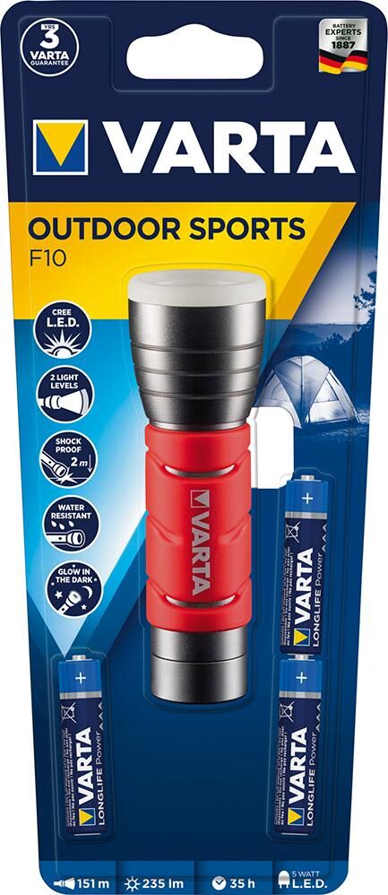 VARTA Taschenlampe Outdoor Sports F10 rot Produktbild VARTA Taschenlampe Outdoor Sports F10 rot