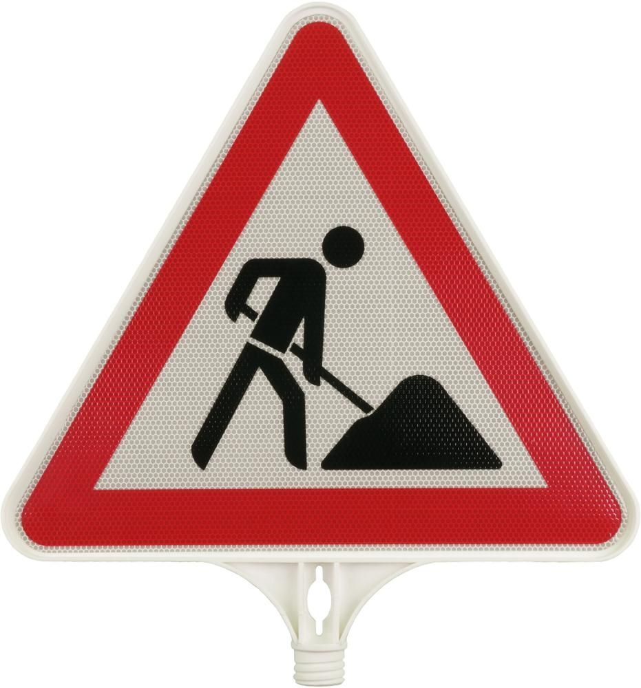 Temka Warnschild Bauarbeiten Folie Typ 2 Seitenlänge 440 mm für Verkehrsleitkegel Produktbild Temka Warnschild Bauarbeiten Folie Typ 2 Seitenlänge 440 mm für Verkehrsleitkegel