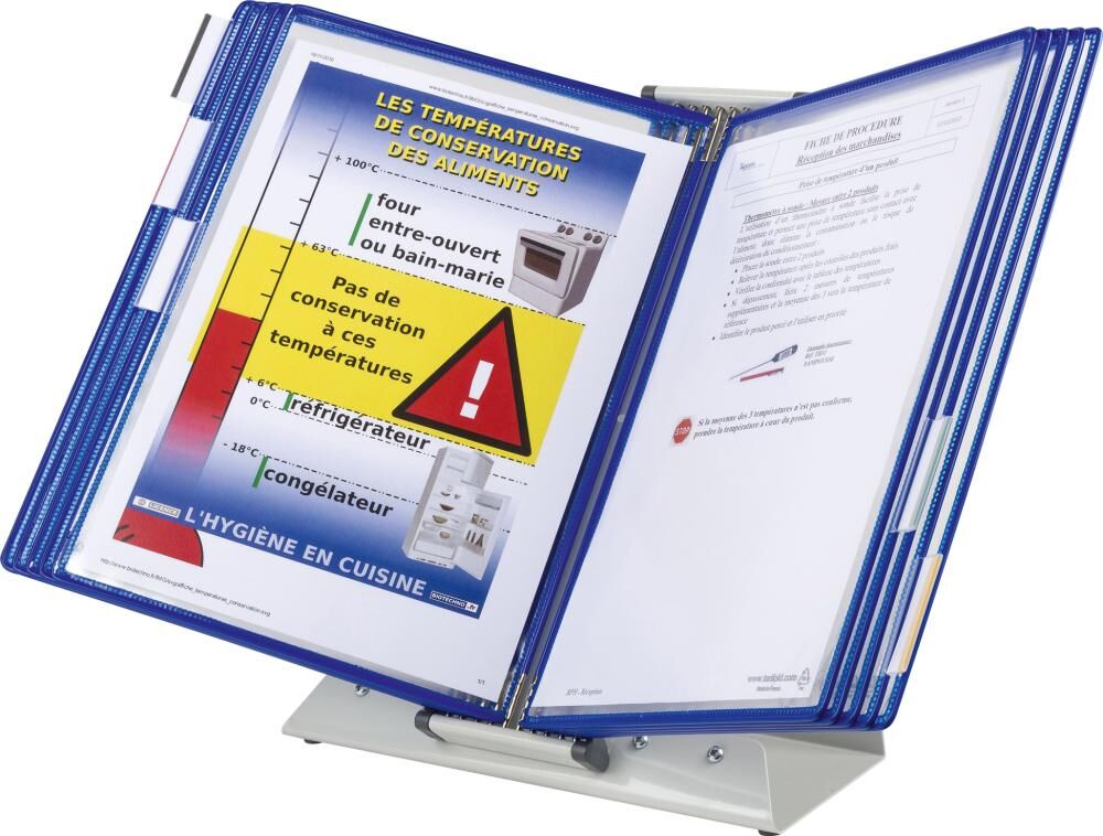 Tarifold Tischständer A4 grau 10 Tafeln blau Produktbild Tarifold Tischständer A4 grau 10 Tafeln blau