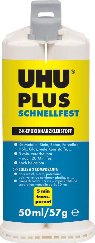 Uhu Kleber plus schnellfest 50ml Doppelkammer Kartusche Klebstoff Produktbild Uhu Kleber plus schnellfest 50ml Doppelkammer Kartusche Klebstoff