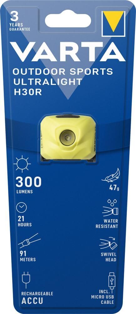 VARTA Kopflampe Outdoor Sport Ultralight H30R mit USB Produktbild VARTA Kopflampe Outdoor Sport Ultralight H30R mit USB