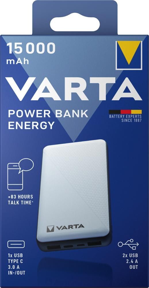 VARTA Power Bank Energy 15000 mit Micro USB Ladekabel