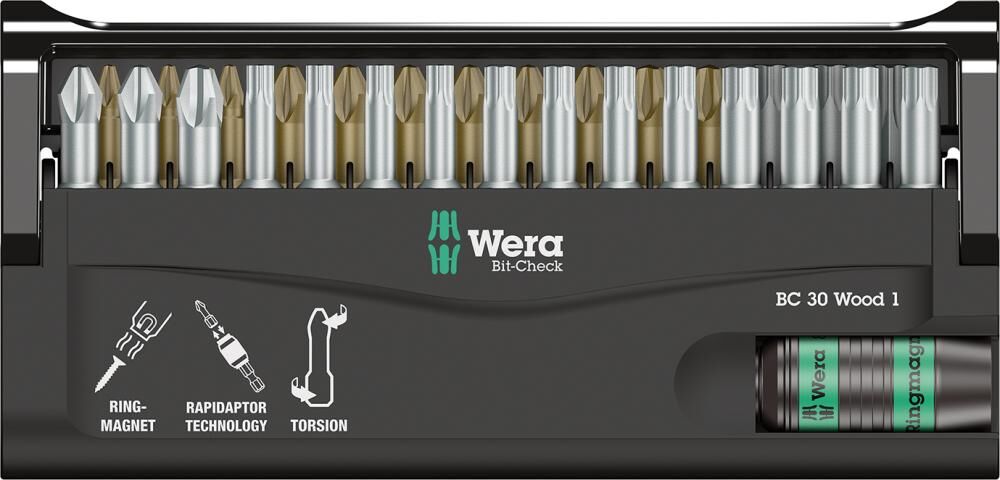 Wera Bit Satz Bit Check 30 Wood 1 30 Teile Produktbild Wera Bit Satz Bit Check 30 Wood 1 30 Teile