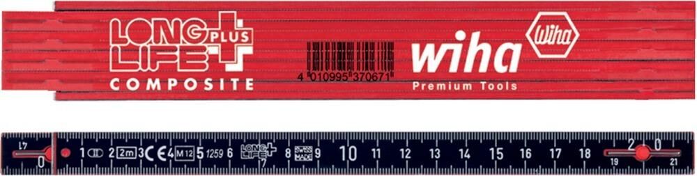 Wiha Gliedermaßstab Kunststoff 2 Meter rot/schwarz Produktbild Wiha Gliedermaßstab Kunststoff 2 Meter rot/schwarz