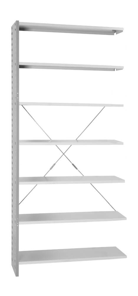 Lüllmann Anbauregal Stecksystem 7 Fachböden 2230 x 1000 x 300 mm in lichtgrau Produktbild Lüllmann Anbauregal Stecksystem 7 Fachböden 2230 x 1000 x 300 mm in lichtgrau