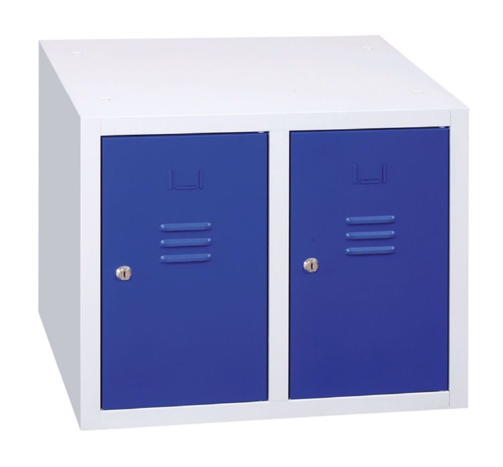 Produktbild Lüllmann Aufsatzschrank für Stahl Kleiderschränke 500 x 500 x 500 mm lichtgrau enzianblau