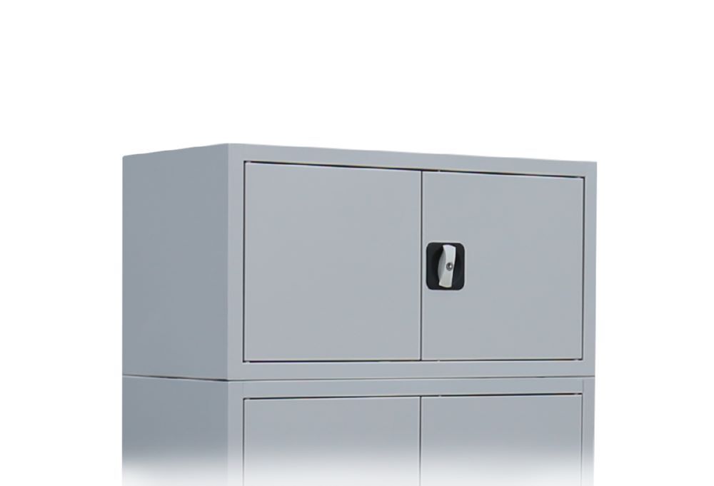 Produktbild Lüllmann Aufsatzschrank mit Flügeltüren und Zylinderschloss 450 x 800 x 383 mm grau