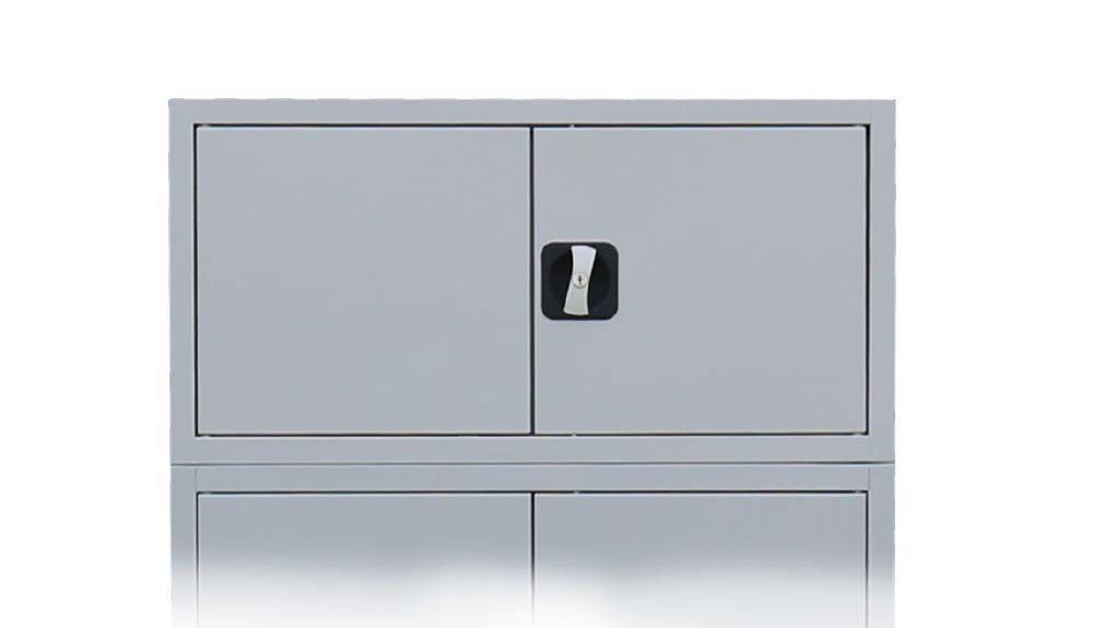 Produktbild Lüllmann Aufsatzschrank mit Flügeltüren und Zylinderschloss 450 x 925 x 422 mm grau