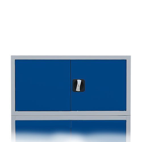 Produktbild Lüllmann Aufsatzschrank mit Flügeltüren und Zylinderschloss lichtgrau enzianblau