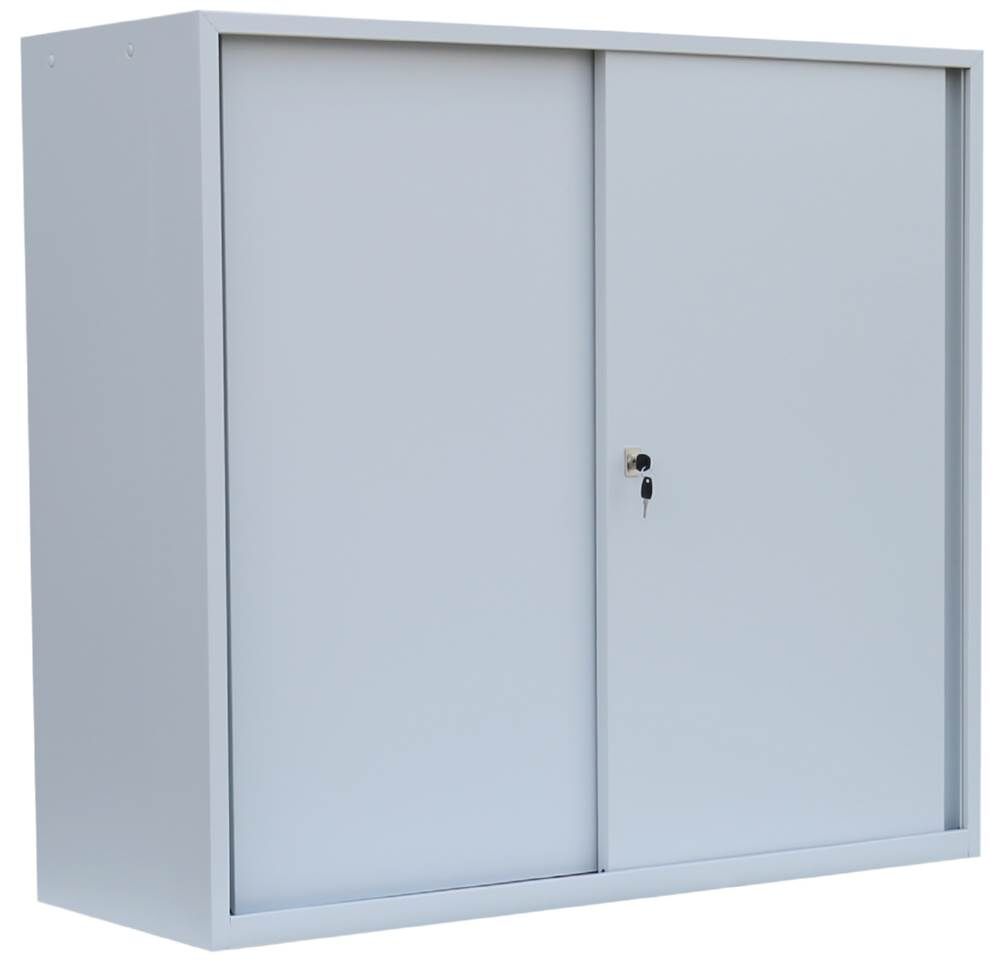 Lüllmann BASIC Schiebetürenschrank mit 3 Fachböden 1090 x 1200 x 450 mm in lichtgrau Produktbild Lüllmann BASIC Schiebetürenschrank mit 3 Fachböden 1090 x 1200 x 450 mm in lichtgrau