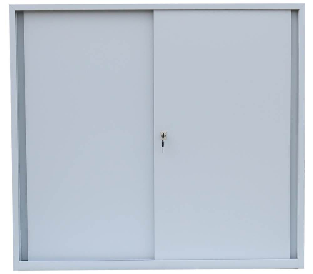 Lüllmann BASIC Schiebetürenschrank mit 3 Fachböden 1090 x 1200 x 450 mm in lichtgrau Produktbild Lüllmann BASIC Schiebetürenschrank mit 3 Fachböden 1090 x 1200 x 450 mm in lichtgrau bild 2