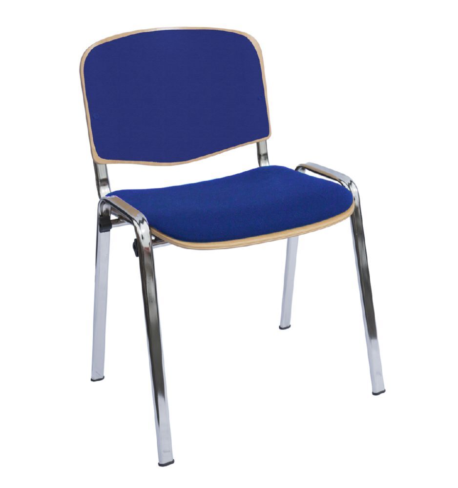 Produktbild Lüllmann Besucherstuhl Buchenschichtholz gepolstert 450/810 x 545 x 425 mm chrom blau