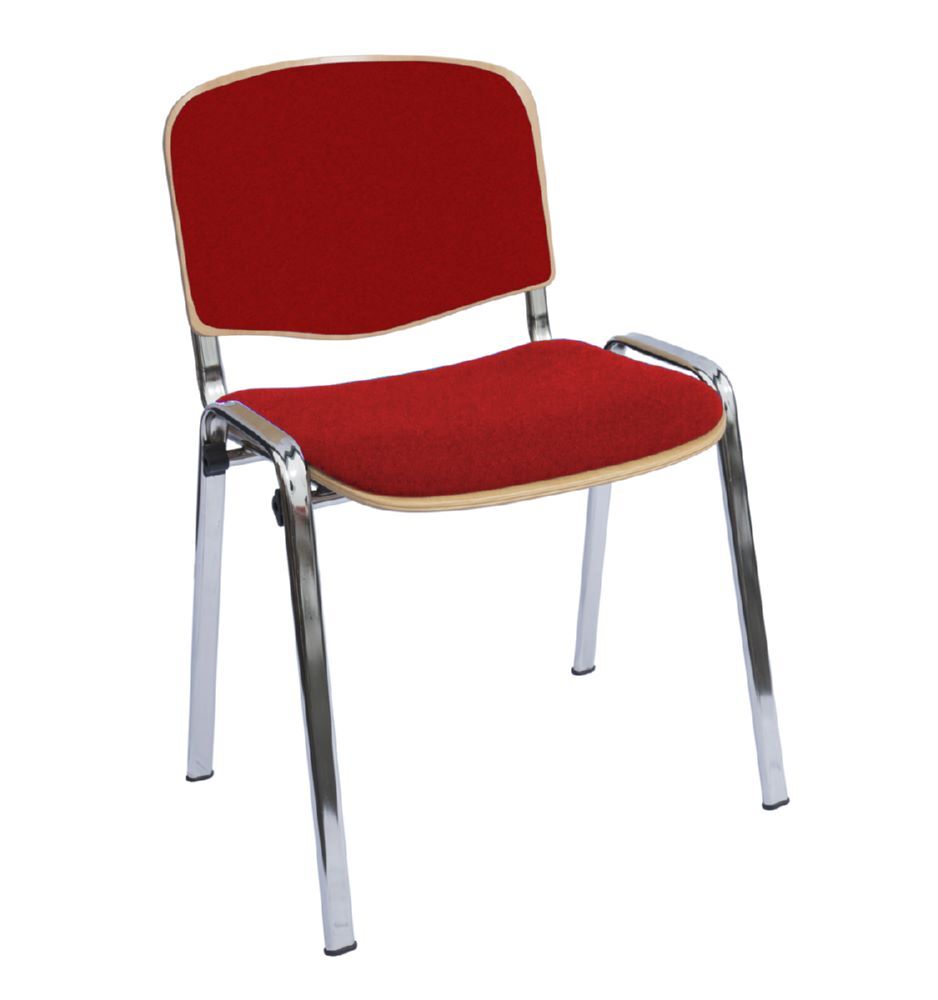 Produktbild Lüllmann Besucherstuhl Buchenschichtholz gepolstert 450/810 x 545 x 425 mm chrom rot