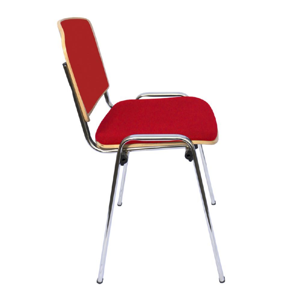 Produktbild Besucherstuhl, Buchenschichtholz gepolstert, 450/810 x 545 x 425 mm, chrom/rot bild 2