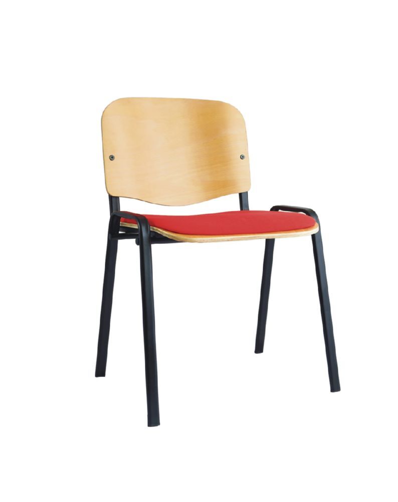 Produktbild Lüllmann Besucherstuhl teilgepolstert 450/810 x 545 x 425 mm tiefschwarz rot