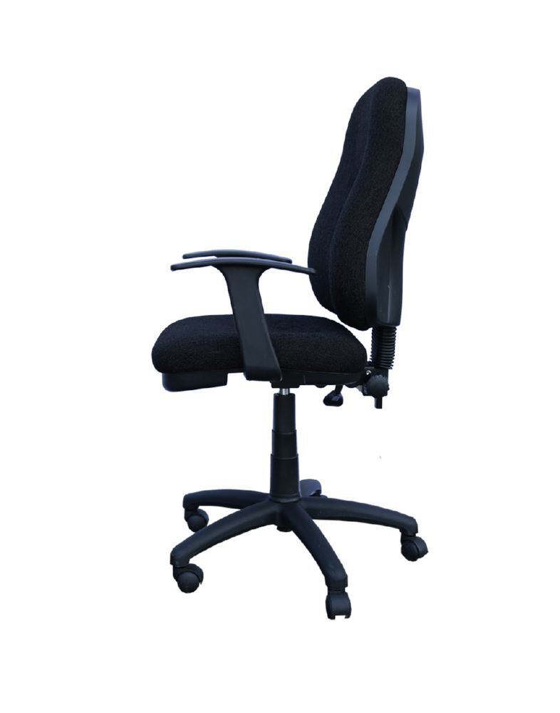 Produktbild Bürodrehstuhl, hoch, gepolstert, T-Armlehnen, Kunststofffußkreuz, schwarz bild 2