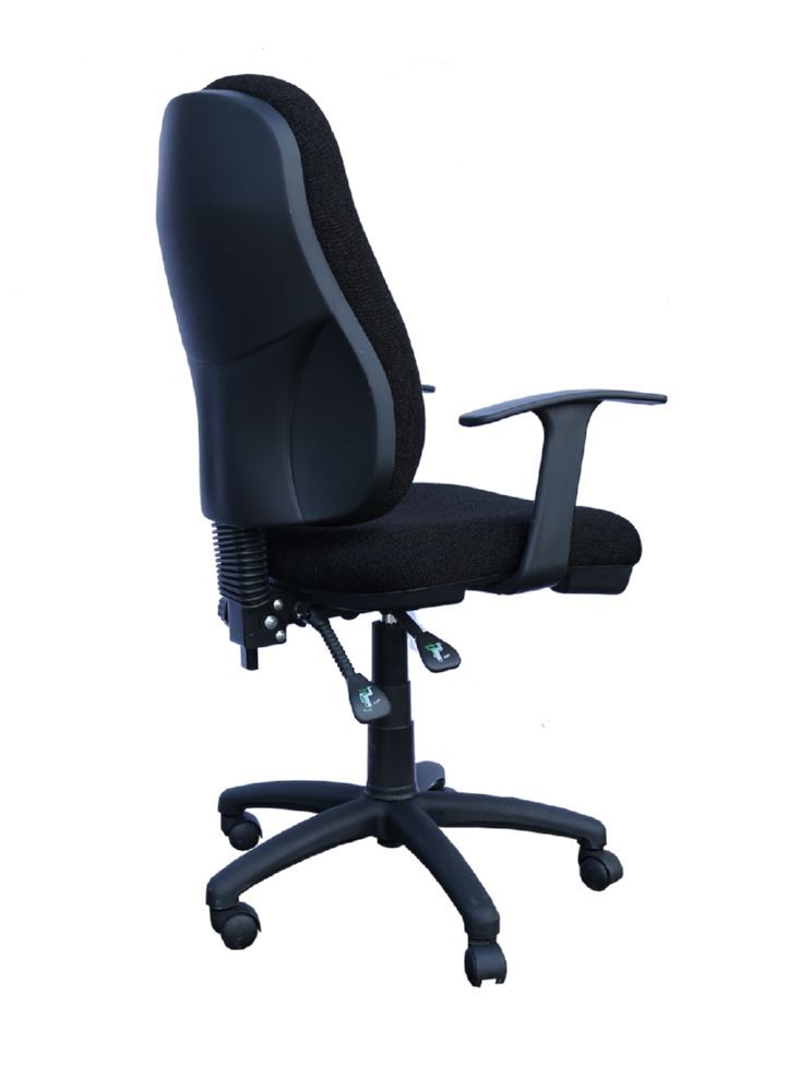 Produktbild Bürodrehstuhl, hoch, gepolstert, T-Armlehnen, Kunststofffußkreuz, schwarz bild 3