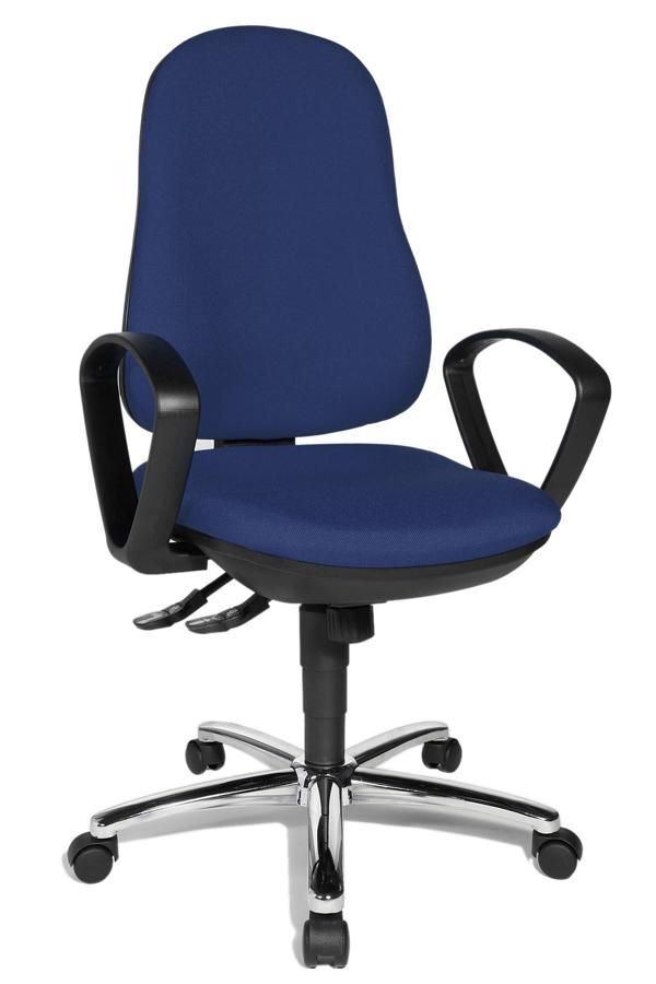 Produktbild Lüllmann Bürodrehstuhl mit Armlehnen gepolstert Chromfußkreuz blau