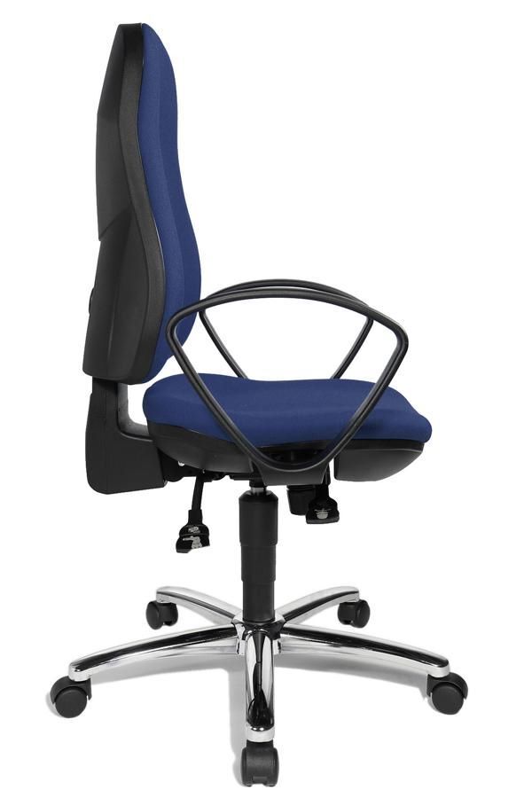 Produktbild Bürodrehstuhl mit Armlehnen, gepolstert, Chromfußkreuz, blau bild 2