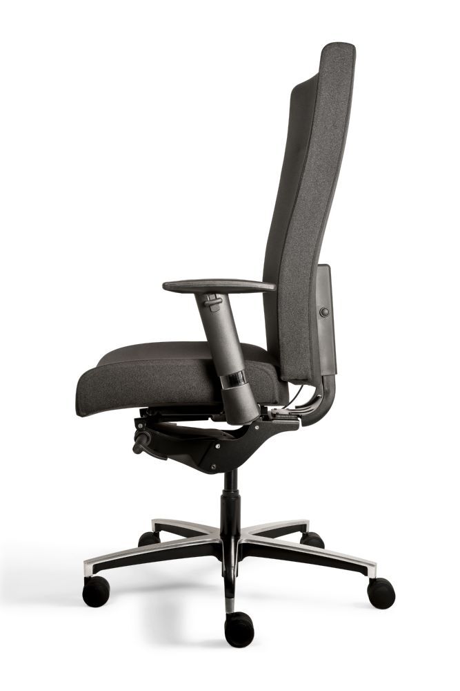 Produktbild Bürodrehstuhl XL mit Armlehnen, gepolstert, Lordosenstütze, Alu Fußkreuz, schwar bild 2