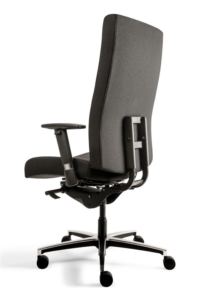 Produktbild Bürodrehstuhl XL mit Armlehnen, gepolstert, Lordosenstütze, Alu Fußkreuz, schwar bild 3