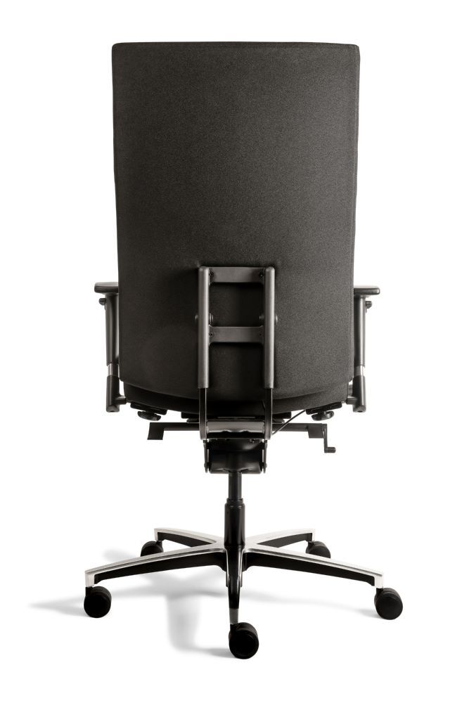 Produktbild Bürodrehstuhl XL mit Armlehnen, gepolstert, Lordosenstütze, Alu Fußkreuz, schwar bild 4