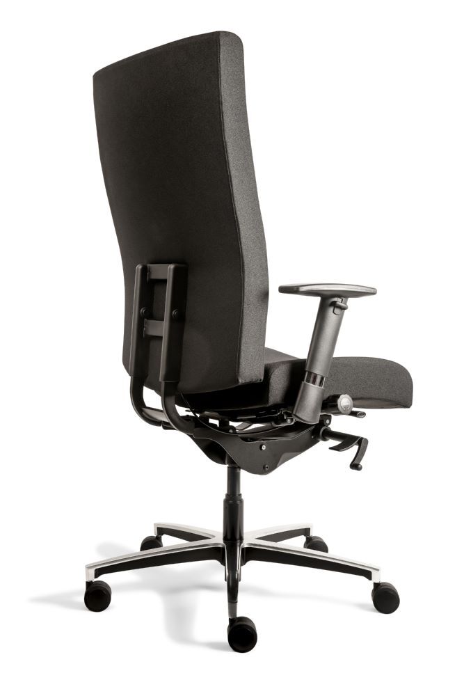 Produktbild Bürodrehstuhl XL mit Armlehnen, gepolstert, Lordosenstütze, Alu Fußkreuz, schwar bild 5