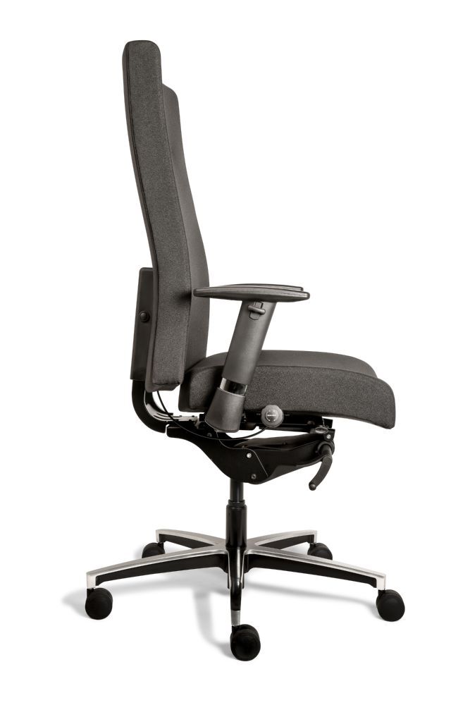 Produktbild Bürodrehstuhl XL mit Armlehnen, gepolstert, Lordosenstütze, Alu Fußkreuz, schwar bild 6