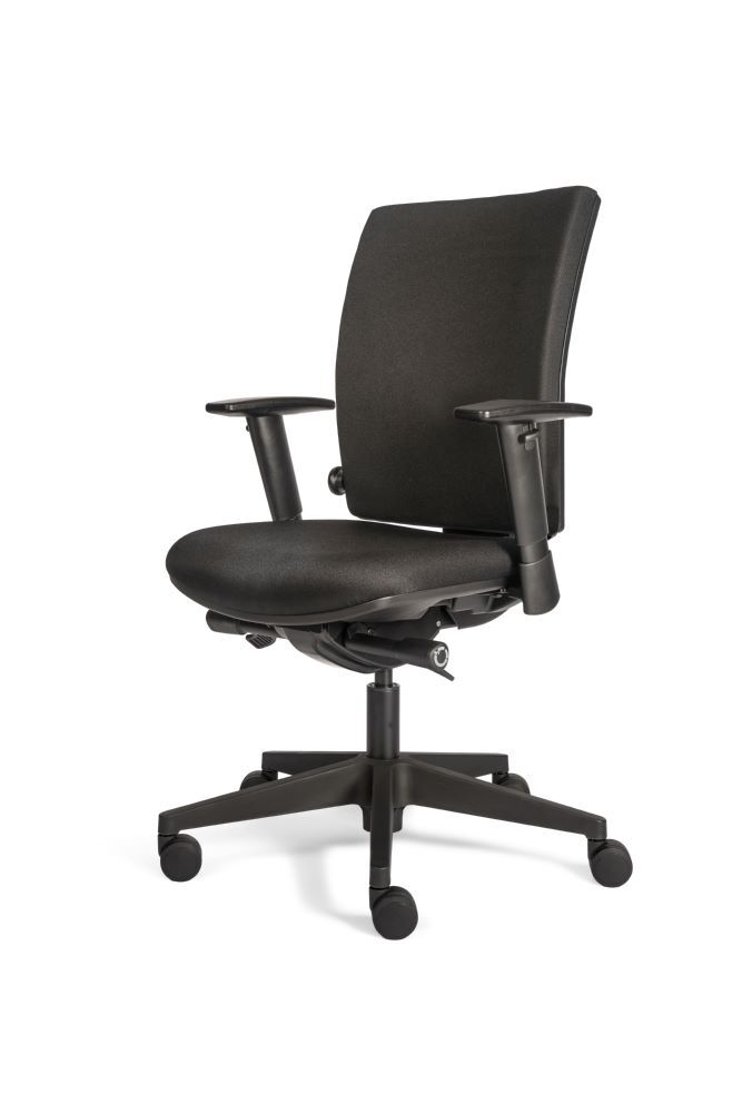 Produktbild Bürodrehstuhl mit Armlehnen, gepolstert, Lordosenstütze, Donati, Kunststofffußkr bild 3