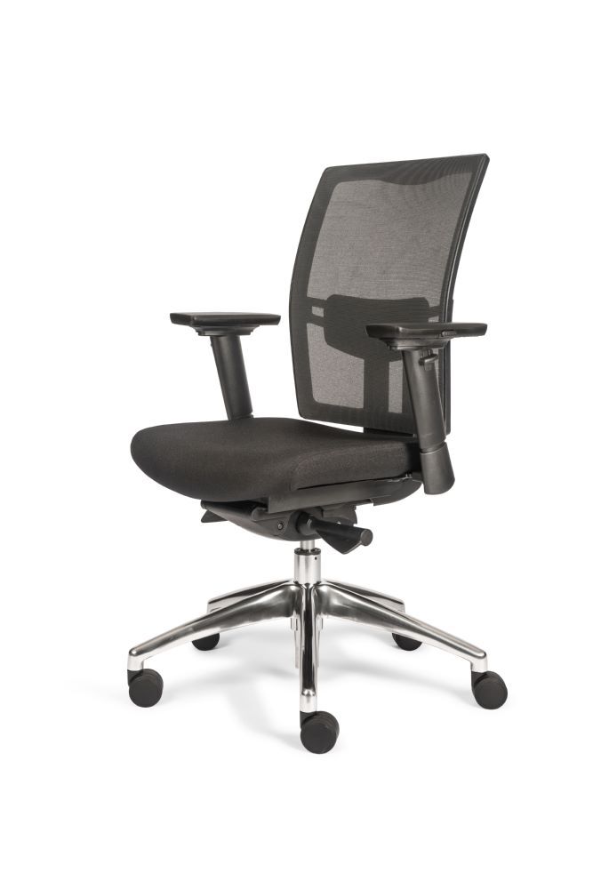 Produktbild Bürodrehstuhl mit Armlehnen, Netzrücken, Lordosenstütze, Donati, Alu Fußkreuz, s bild 3