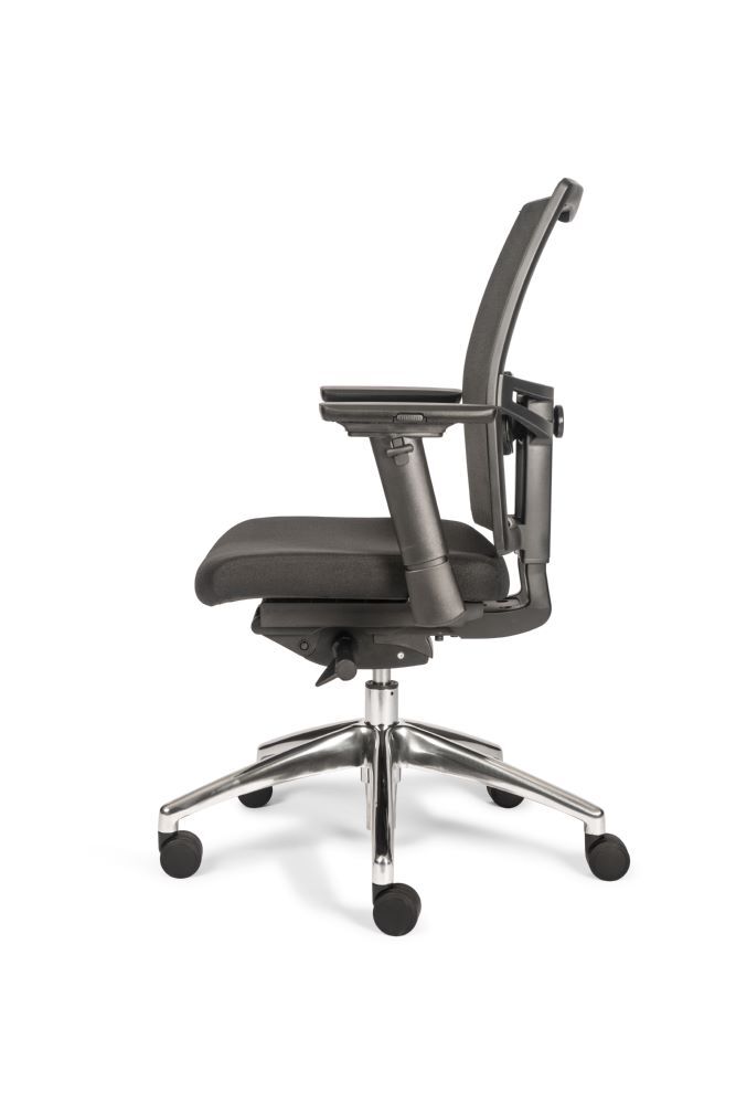 Produktbild Bürodrehstuhl mit Armlehnen, Netzrücken, Lordosenstütze, Donati, Alu Fußkreuz, s bild 4