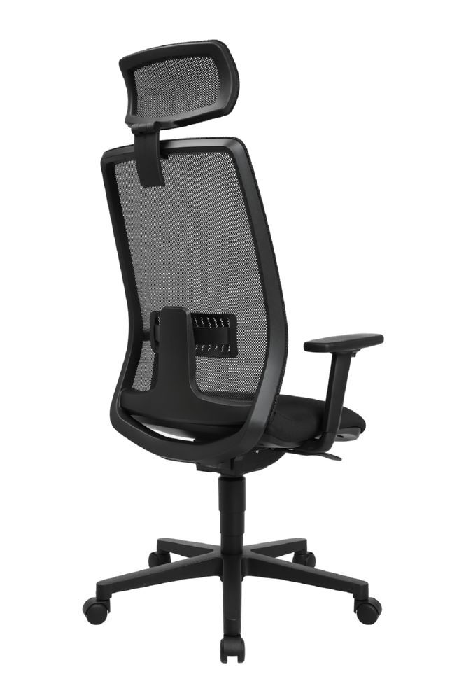 Produktbild Bürodrehstuhl mit Kopf-Nackenstütze, Lordosenstütze, T-Armlehnen, Netzrücken, Ku bild 3