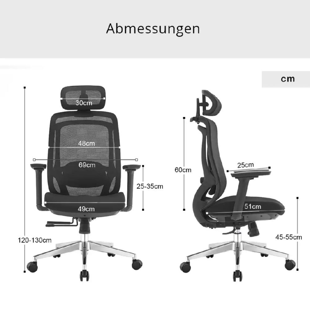 Produktbild Bürodrehstuhl mit Kopf- Nackenstütze und 3D Armlehnen, Netzrücken, Lordosenstütz bild 5